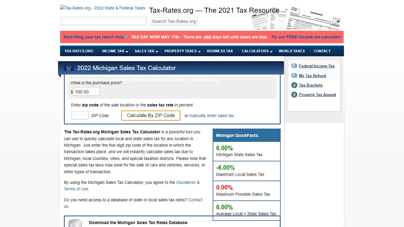 Michigan Sales Tax Calculator - Tax-Rates.org