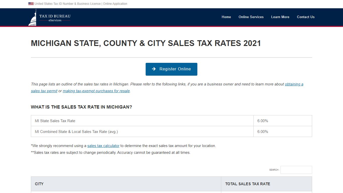 Michigan Sales Tax Calculator | MI Rates by County and City